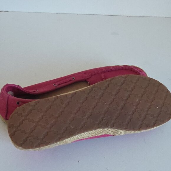 UGG | CHIVON Leather Espadrille Loafers Boat Shoes Magenta Pink Sz 9 - Picture 6 of 7